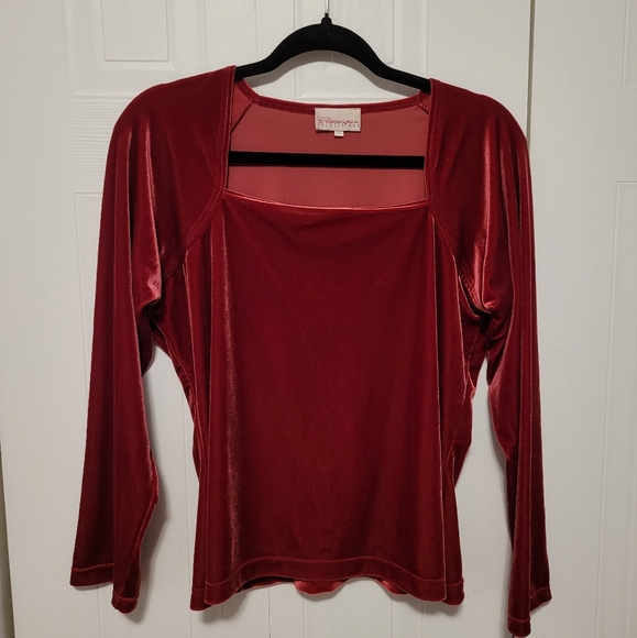 Red velvet top - Picture 3 of 4